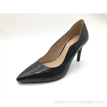 Ladies pointy toe weave edge heel pump
